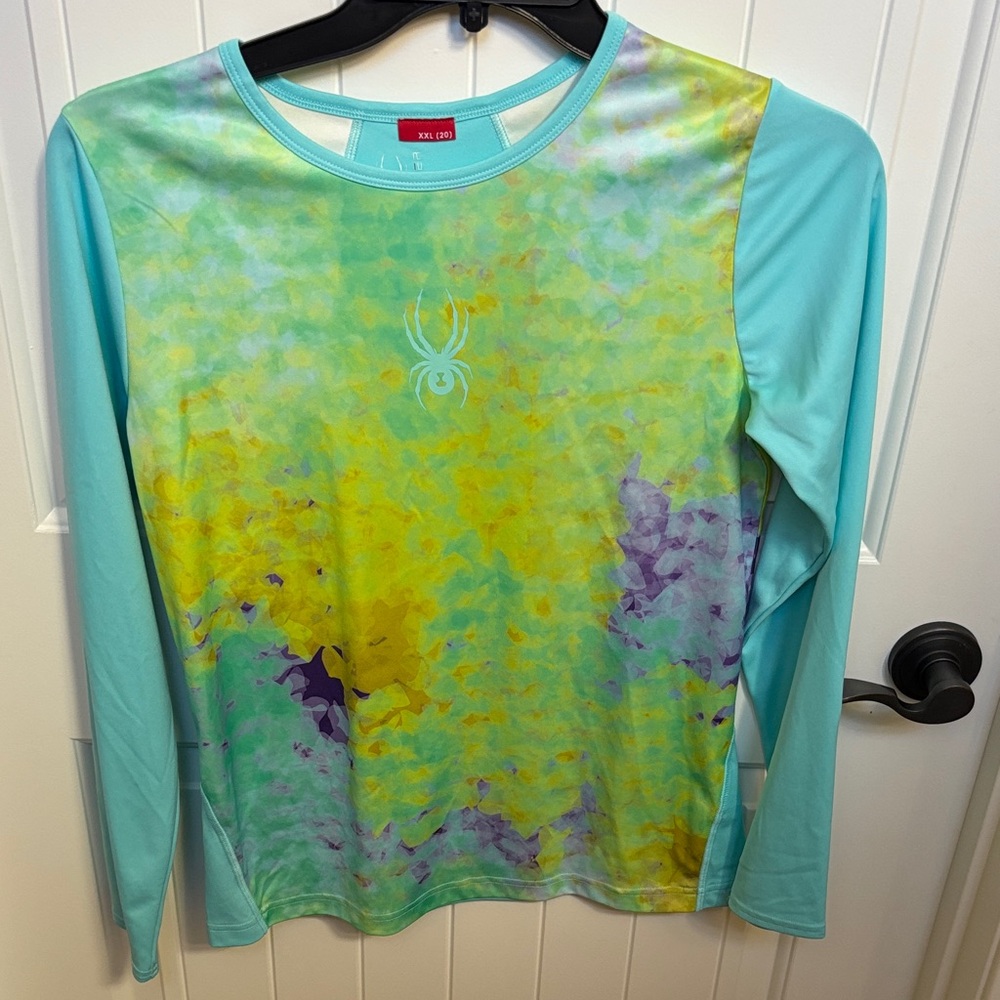 Spyder Aqua and Yellow Long Sleeve Shirt